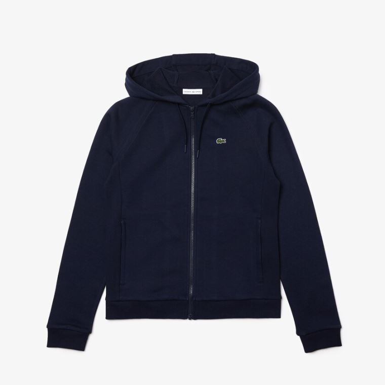 Lacoste SPORT Hætte Fleece Zip Tennis Sweatshirt Mørkeblå Blå | 4qoYBiK6