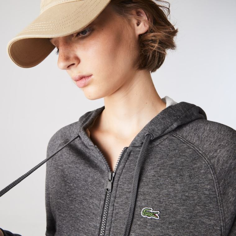 Lacoste SPORT Hætte Fleece Zip Tennis Sweatshirt Grå | x3qs3Wmc