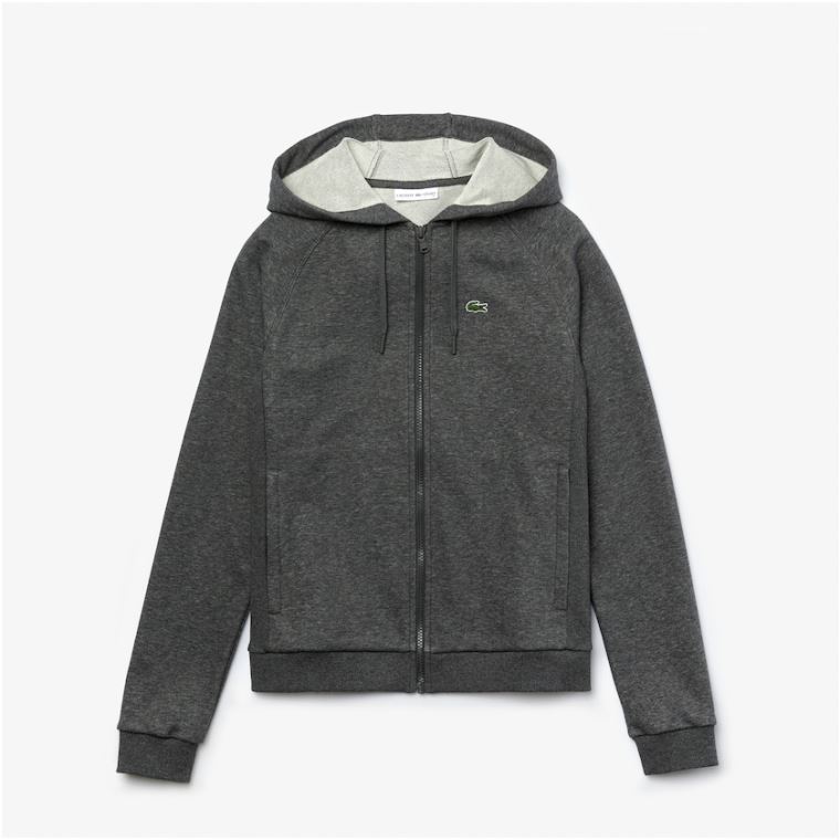 Lacoste SPORT Hætte Fleece Zip Tennis Sweatshirt Grå | x3qs3Wmc