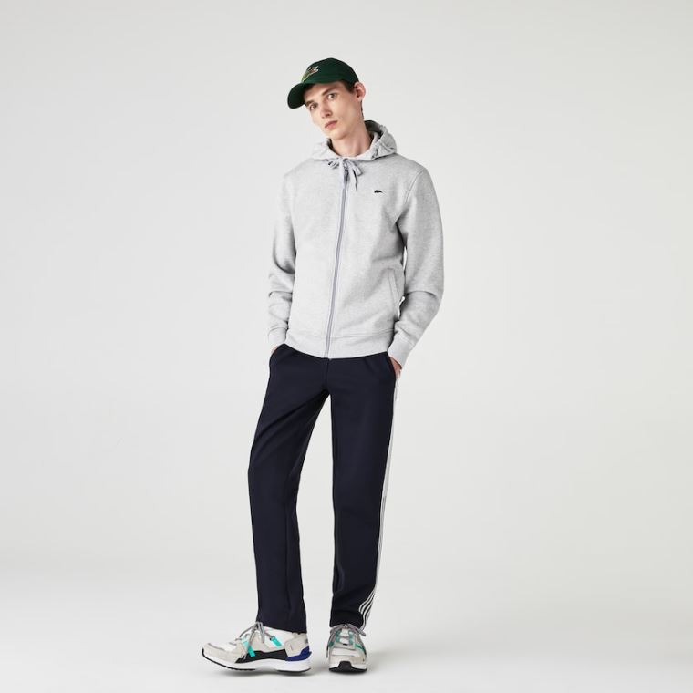 Lacoste SPORT Hætte Lette Bi-material Sweatshirt Grå Lysegrå | el3fk1sS