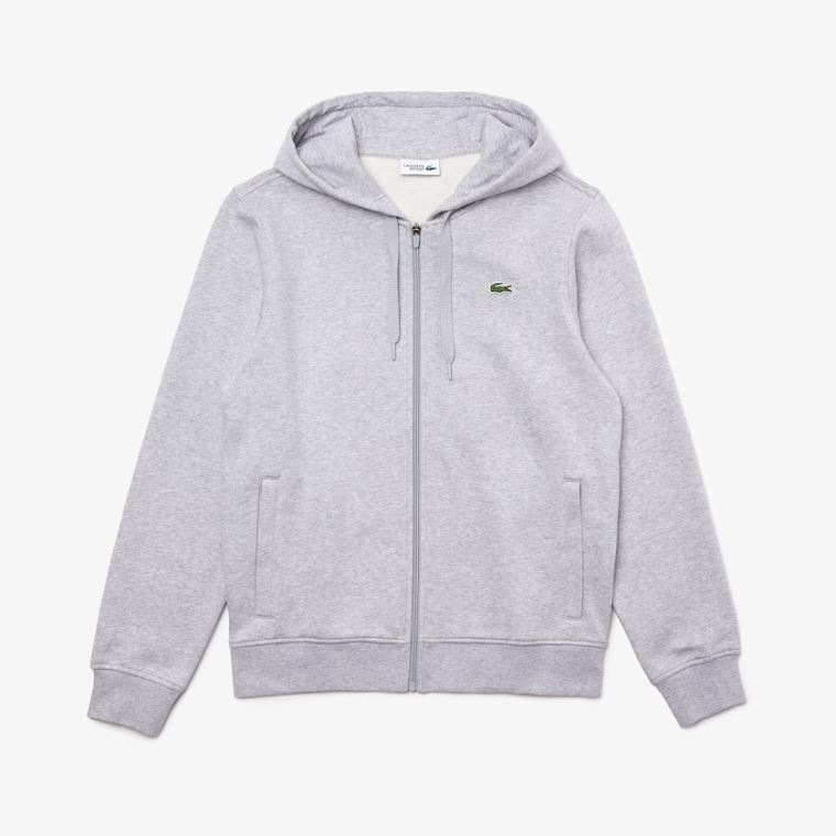 Lacoste SPORT Hætte Lette Bi-material Sweatshirt Grå Lysegrå | el3fk1sS