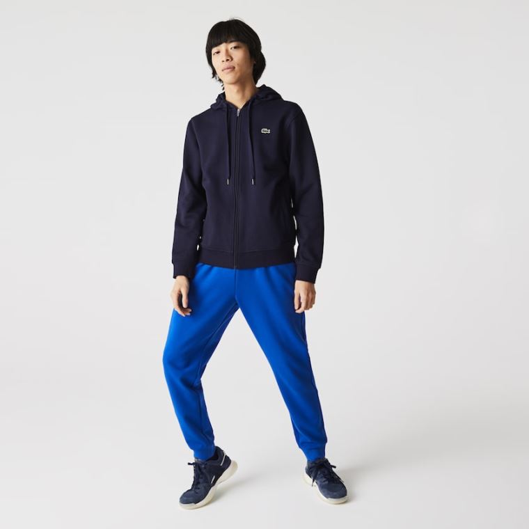 Lacoste SPORT Hætte Lette Bi-material Sweatshirt Mørkeblå Blå | wfoA4iXH