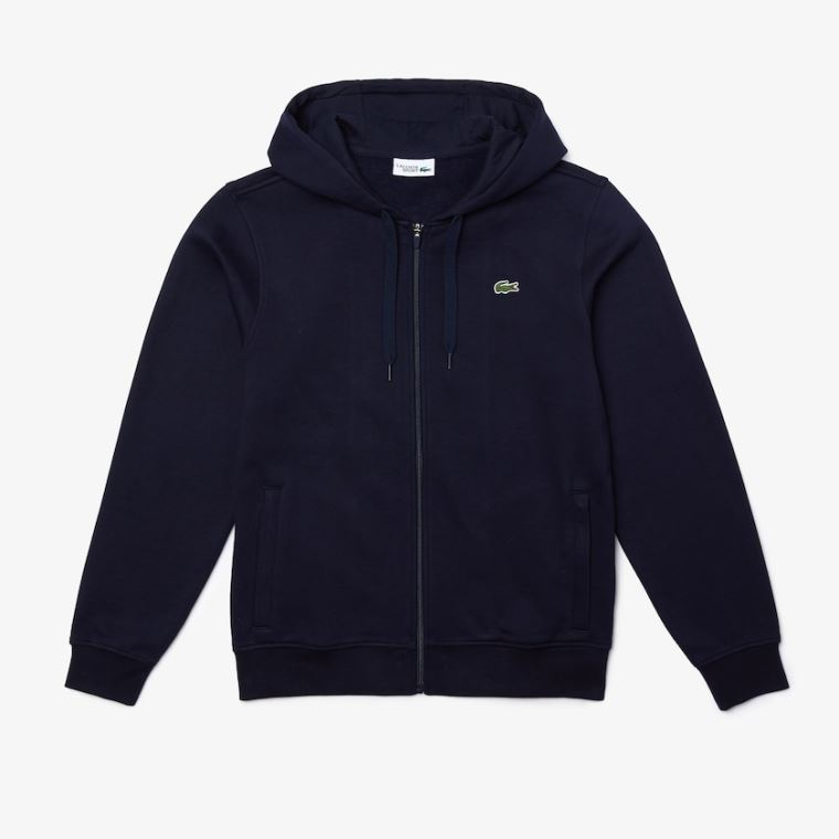 Lacoste SPORT Hætte Lette Bi-material Sweatshirt Mørkeblå Blå | wfoA4iXH