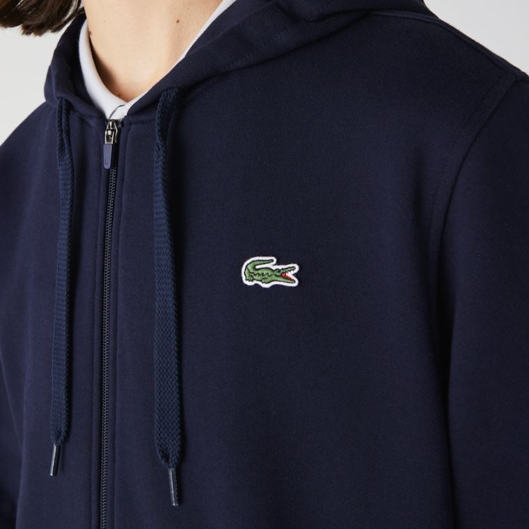 Lacoste SPORT Hætte Lette Bi-material Sweatshirt Mørkeblå Blå | wfoA4iXH