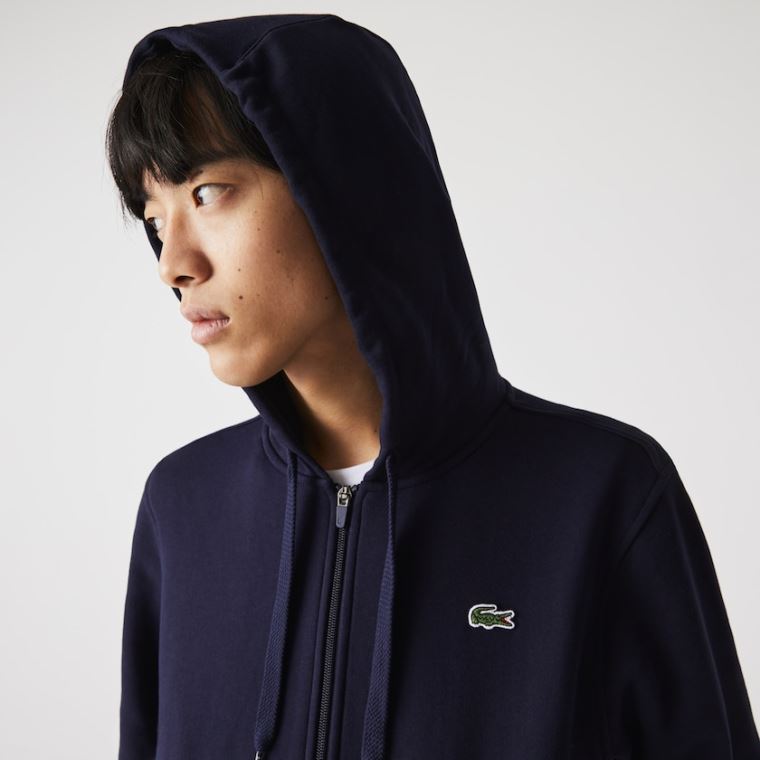 Lacoste SPORT Hætte Lette Bi-material Sweatshirt Mørkeblå Blå | wfoA4iXH