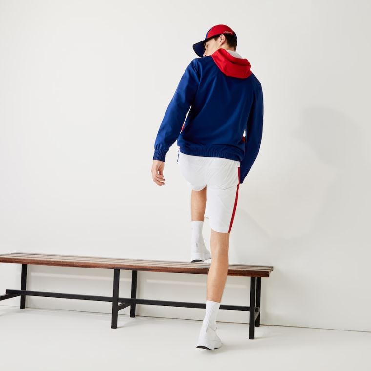 Lacoste SPORT Hætte Strand-Resistant Colorblock Jacket Blå Rød Hvide | mzhEnorH