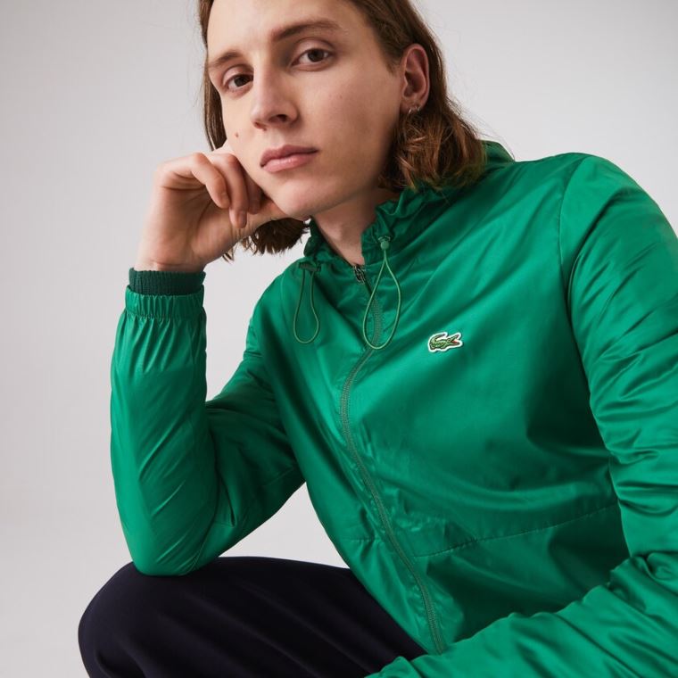 Lacoste SPORT Hætte Strand-Resistant Jacket Grøn | gK1lNZem