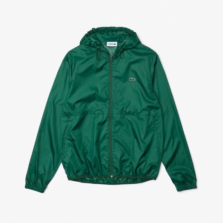 Lacoste SPORT Hætte Strand-Resistant Jacket Grøn | gK1lNZem