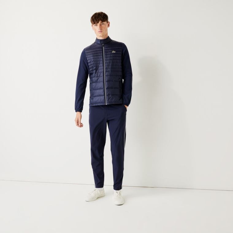 Lacoste SPORT Lette Strand-Resistant Quilted Golf Jacket Mørkeblå Blå | 2fEAGYaP