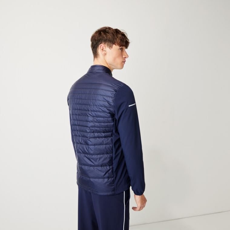 Lacoste SPORT Lette Strand-Resistant Quilted Golf Jacket Mørkeblå Blå | 2fEAGYaP