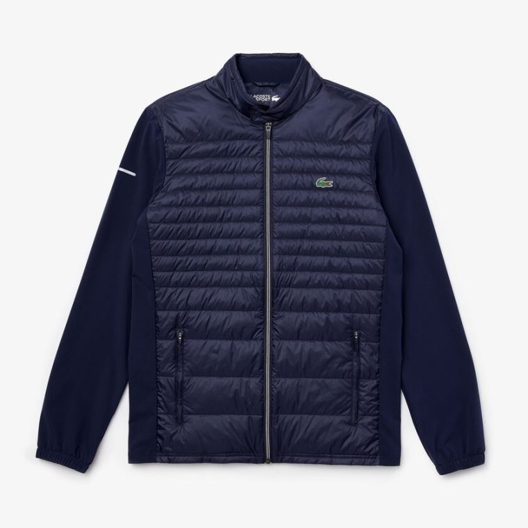 Lacoste SPORT Lette Strand-Resistant Quilted Golf Jacket Mørkeblå Blå | 2fEAGYaP