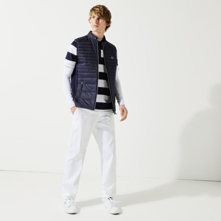 Lacoste SPORT Lette Strand-Resistant Quilted Golf Vest Mørkeblå Blå | Y3WdzC9H