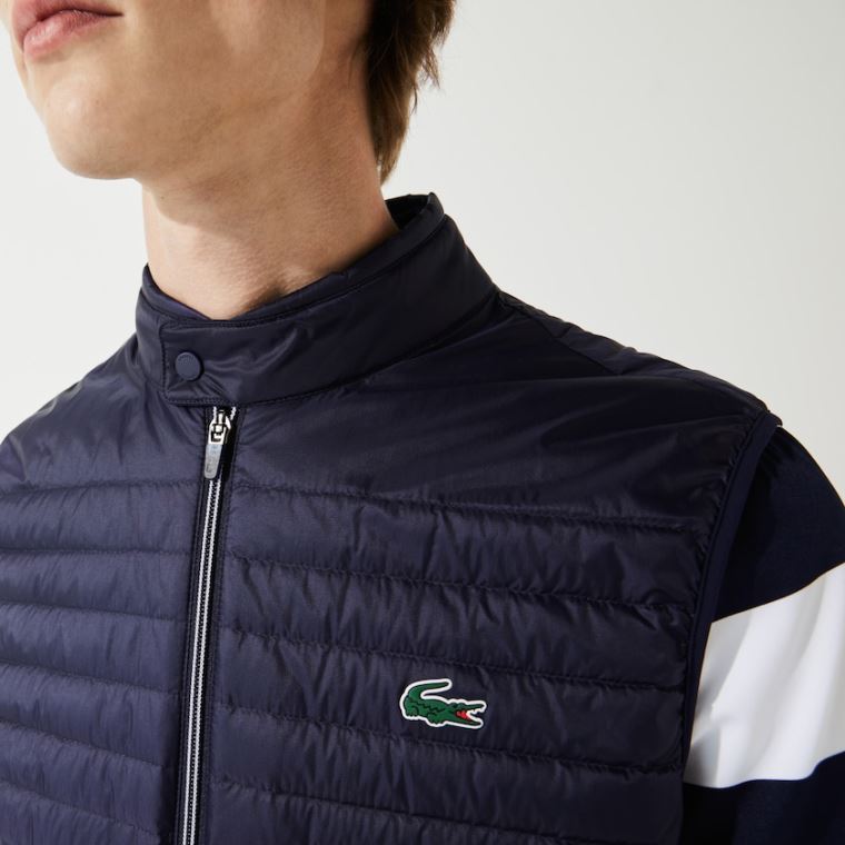 Lacoste SPORT Lette Strand-Resistant Quilted Golf Vest Mørkeblå Blå | Y3WdzC9H