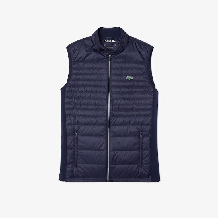 Lacoste SPORT Lette Strand-Resistant Quilted Golf Vest Mørkeblå Blå | Y3WdzC9H