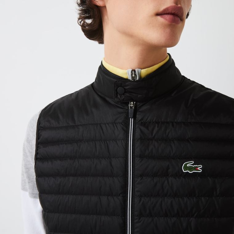 Lacoste SPORT Lette Strand-Resistant Quilted Golf Vest Sort | YuhGWiab