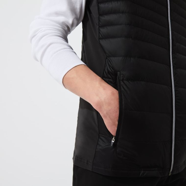 Lacoste SPORT Lette Strand-Resistant Quilted Golf Vest Sort | YuhGWiab