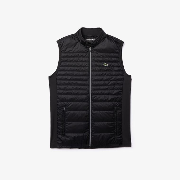 Lacoste SPORT Lette Strand-Resistant Quilted Golf Vest Sort | YuhGWiab