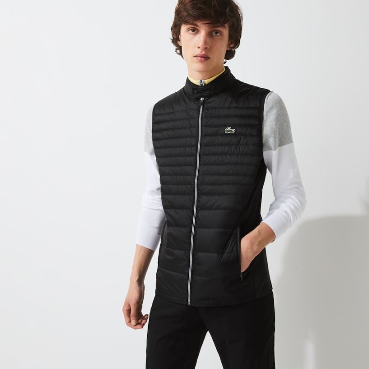 Lacoste SPORT Lette Strand-Resistant Quilted Golf Vest Sort | YuhGWiab