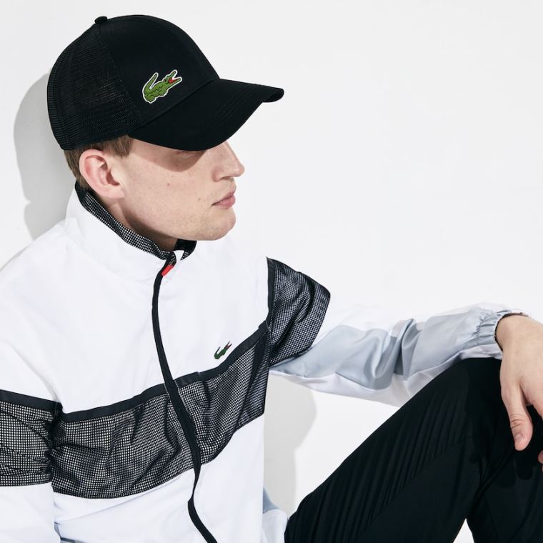 Lacoste SPORT Mesh Panel Bomulds Cap Sort | JaVLWJSR