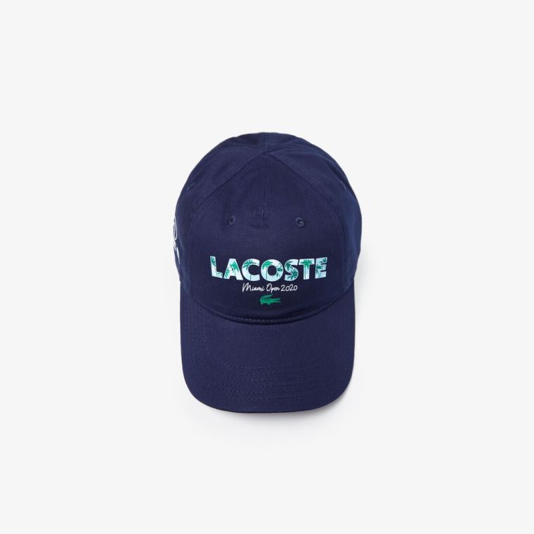 Lacoste SPORT Miami Open Print Bomulds Cap Mørkeblå Blå Hvide | z8ITQdxL