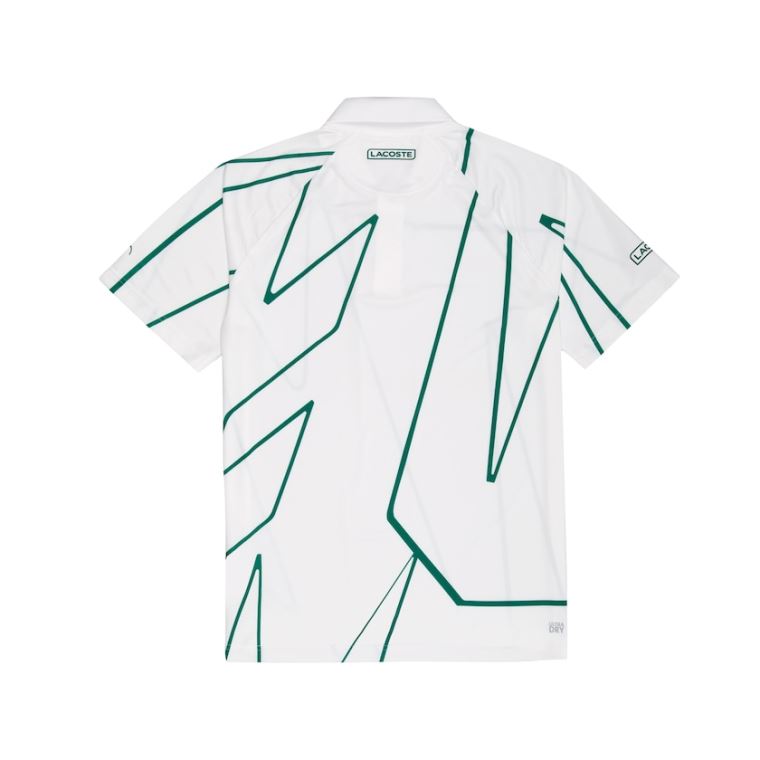 Lacoste SPORT Novak Djokovic Printed Åndbar Polo Shirt Hvide Grøn | BgAC9gjH