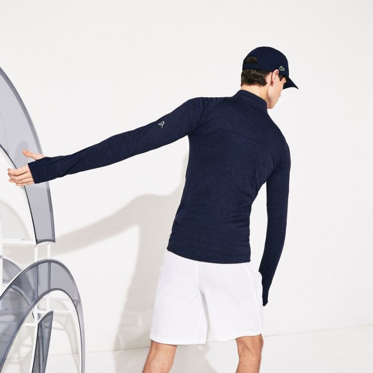 Lacoste SPORT Novak Djokovic Stretch Zippered Jacket Mørkeblå Blå | DE6CUSwg