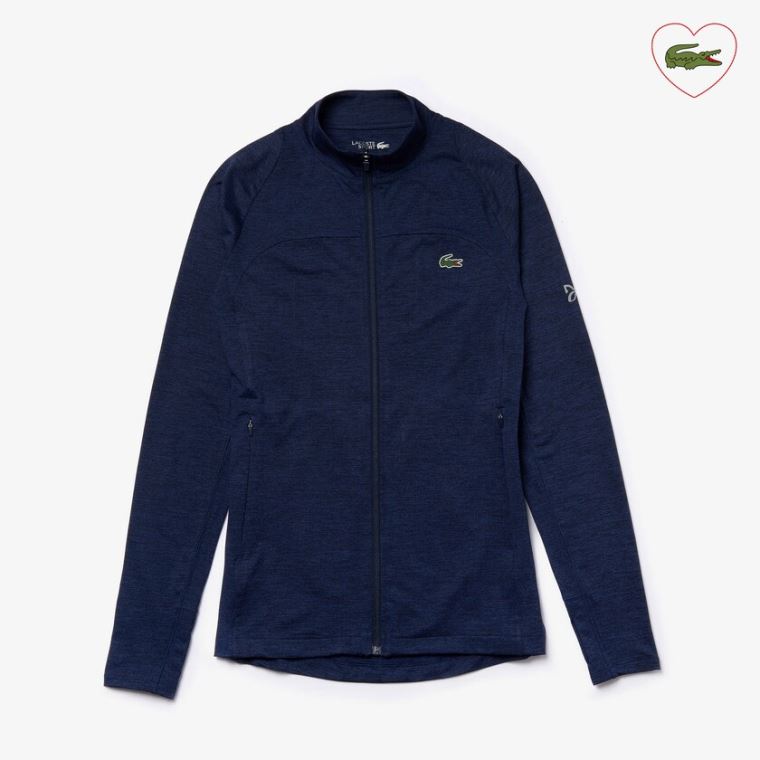 Lacoste SPORT Novak Djokovic Stretch Zippered Jacket Mørkeblå Blå | DE6CUSwg