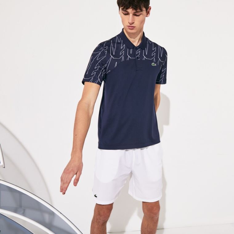 Lacoste SPORT Novak Djokovic Åndbar Ultra-Light Polo Shirt Mørkeblå Blå Hvide | nBs10sT3