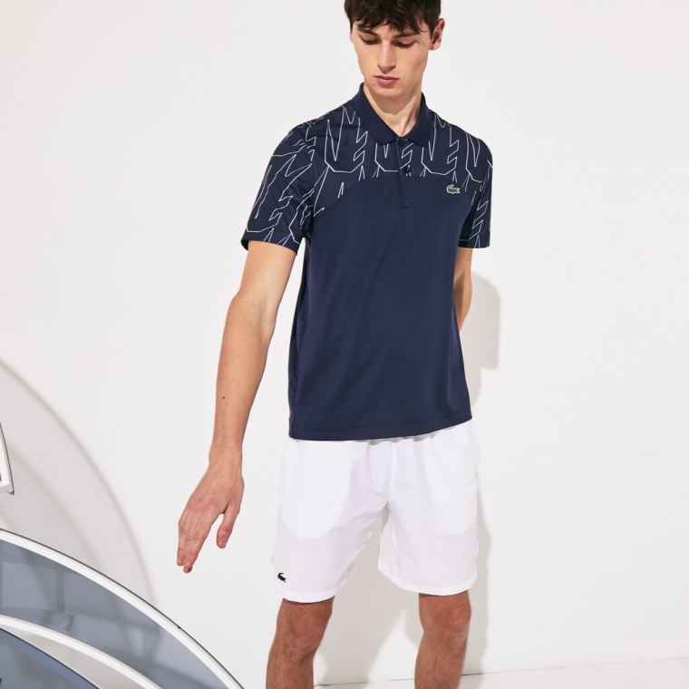 Lacoste SPORT Novak Djokovic Åndbar Ultra-Light Polo Shirt Mørkeblå Blå Hvide | t8dmr18P