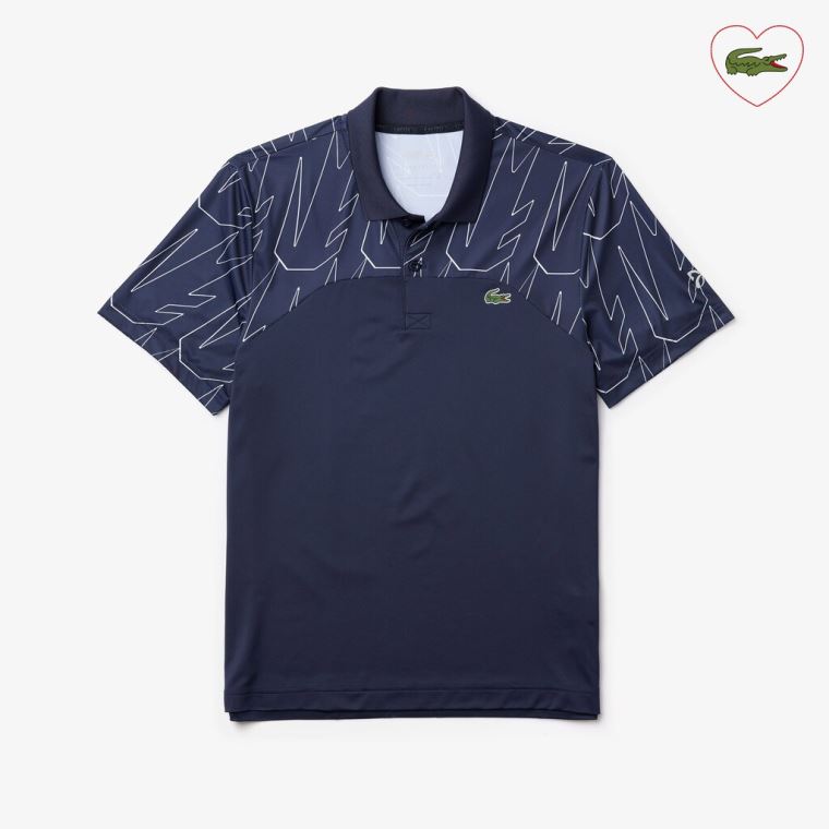 Lacoste SPORT Novak Djokovic Åndbar Ultra-Light Polo Shirt Mørkeblå Blå Hvide | t8dmr18P