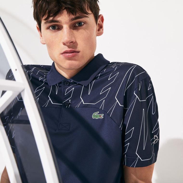 Lacoste SPORT Novak Djokovic Åndbar Ultra-Light Polo Shirt Mørkeblå Blå Hvide | t8dmr18P