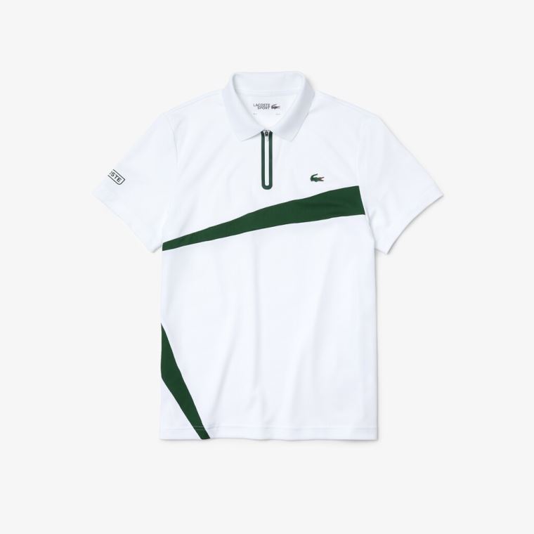 Lacoste SPORT Paneled Åndbar Piqué Tennis Polo Shirt Mørkeblå Blå Hvide | yzR7k0Hn