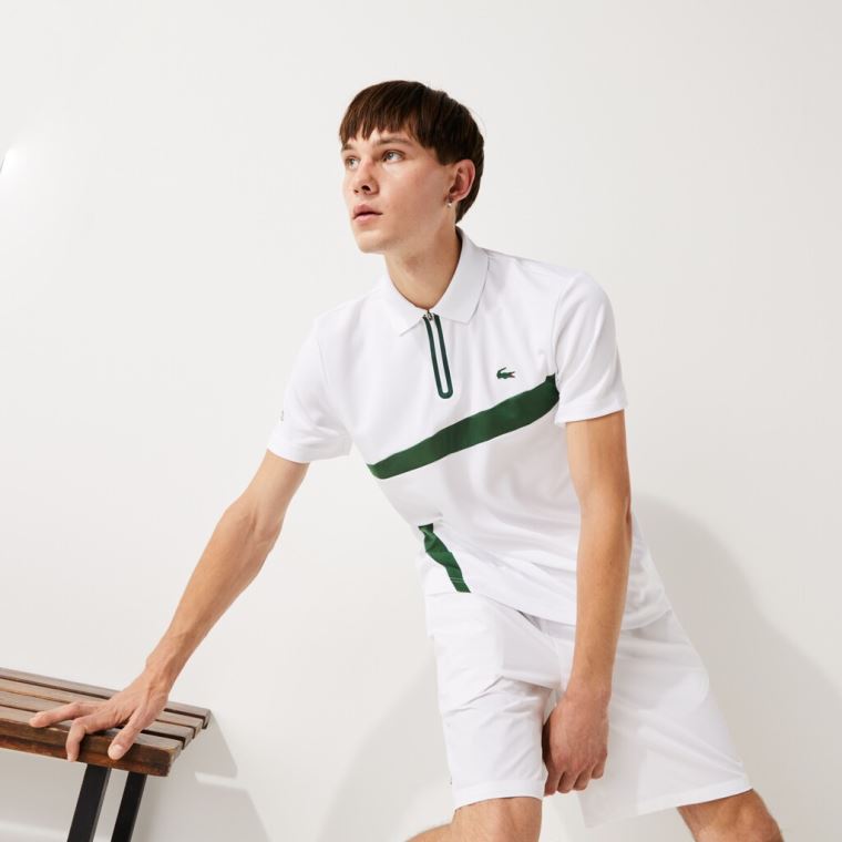 Lacoste SPORT Paneled Åndbar Piqué Tennis Polo Shirt Mørkeblå Blå Hvide | yzR7k0Hn