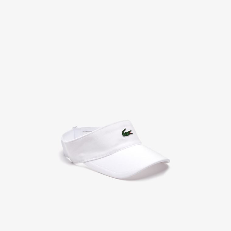 Lacoste SPORT Piqué And Fleece Tennis Visor Hvide | qqaE1Vyr