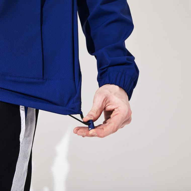 Lacoste SPORT Print-Blocked Performance Windbreaker Mørkeblå Blå Sort Hvide Blå | EOSzeb8f