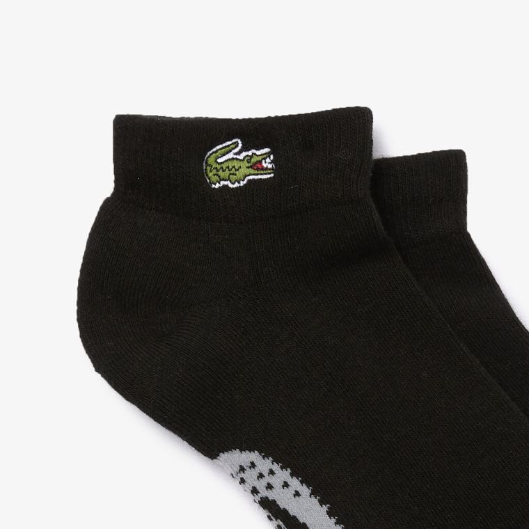 Lacoste SPORT Printed Crocodile Low-Cut Bomulds Socks Sort Grå | rNsob50M