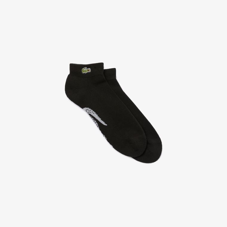 Lacoste SPORT Printed Crocodile Low-Cut Bomulds Socks Sort Grå | rNsob50M