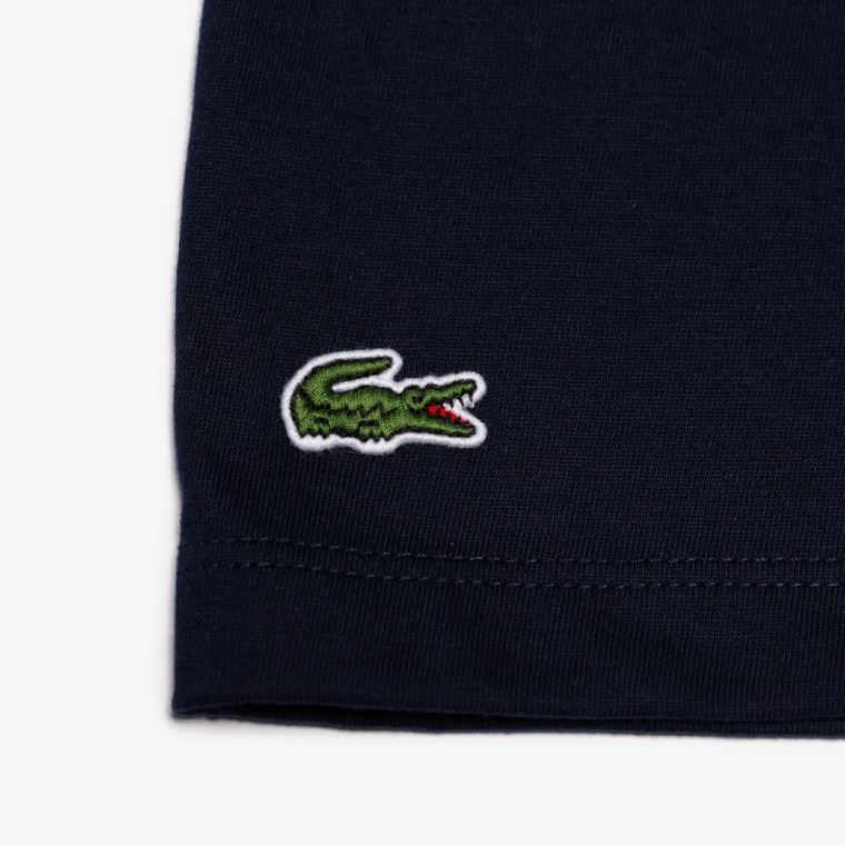 Lacoste SPORT Printed Tennis T-Shirt Mørkeblå Blå Hvide | D7RVUPMe