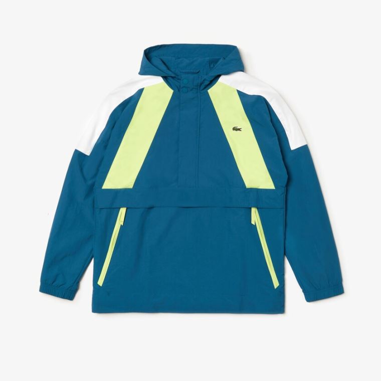 Lacoste SPORT Pullover Windbreaker Blå Gul Hvide | jEnjYgP2