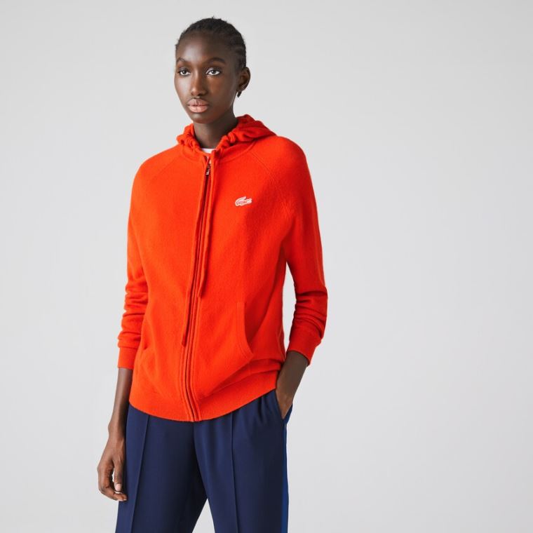 Lacoste SPORT Recycled Cashmere Zip Sweater Rød | W9oZeVZU