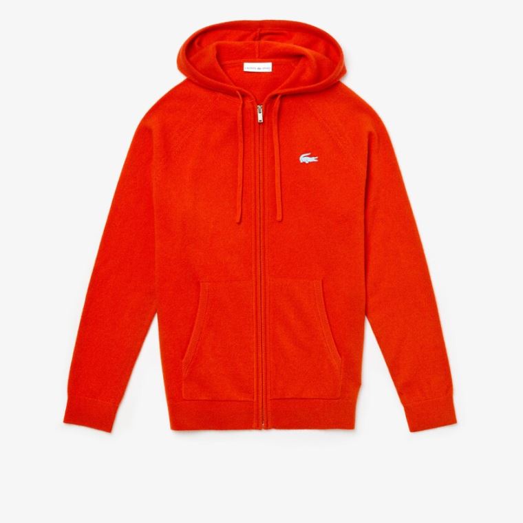 Lacoste SPORT Recycled Cashmere Zip Sweater Rød | W9oZeVZU