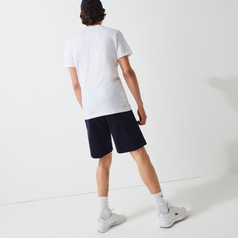 Lacoste SPORT Roland Garros Bomulds Fleece Shorts Mørkeblå Blå Grøn Hvide | AMmBiHRt