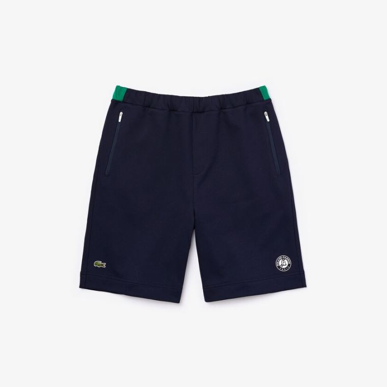 Lacoste SPORT Roland Garros Bomulds Fleece Shorts Mørkeblå Blå Grøn Hvide | AMmBiHRt