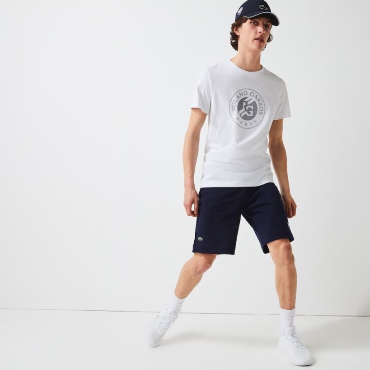 Lacoste SPORT Roland Garros Bomulds Fleece Shorts Mørkeblå Blå Grøn Hvide | AMmBiHRt