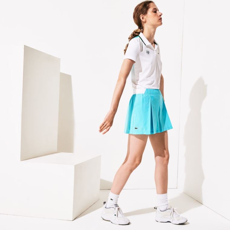 Lacoste SPORT Roland Garros Culotte Skirt Turkis Hvide Grøn | VwyEDo3F