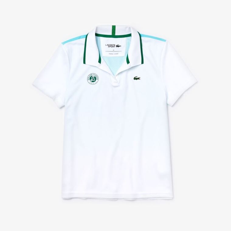 Lacoste SPORT Roland Garros Ombré-Print Polo Shirt Hvide Turkis Grøn | Ng2xLEmF