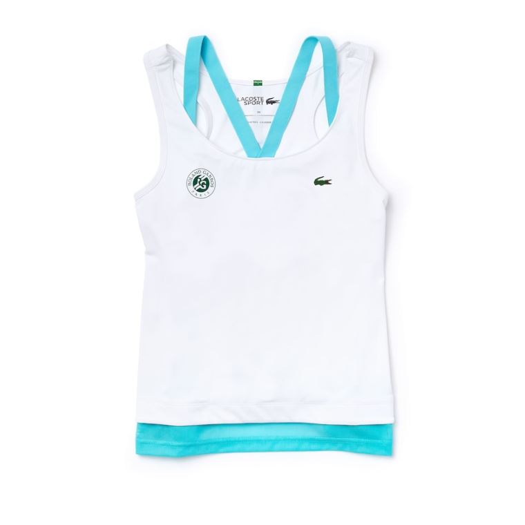 Lacoste SPORT Roland Garros Performance Tank Top Hvide Turkis Grøn | oWrJEDBI