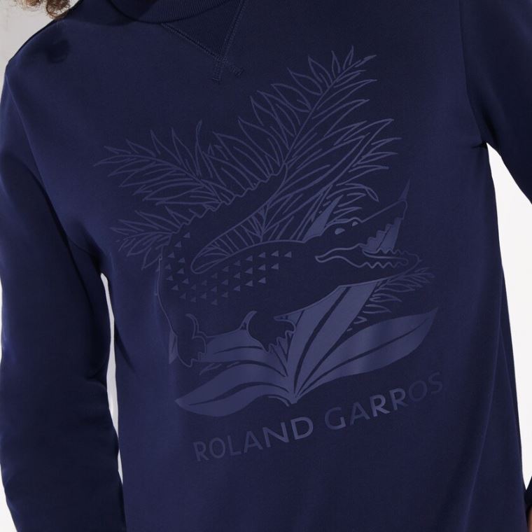 Lacoste SPORT Roland Garros Plant Print Sweatshirt Mørkeblå Blå Grøn | iVjuButj