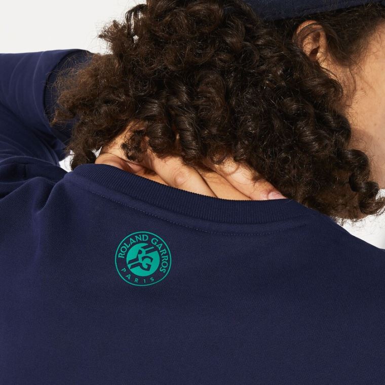 Lacoste SPORT Roland Garros Plant Print Sweatshirt Mørkeblå Blå Grøn | iVjuButj