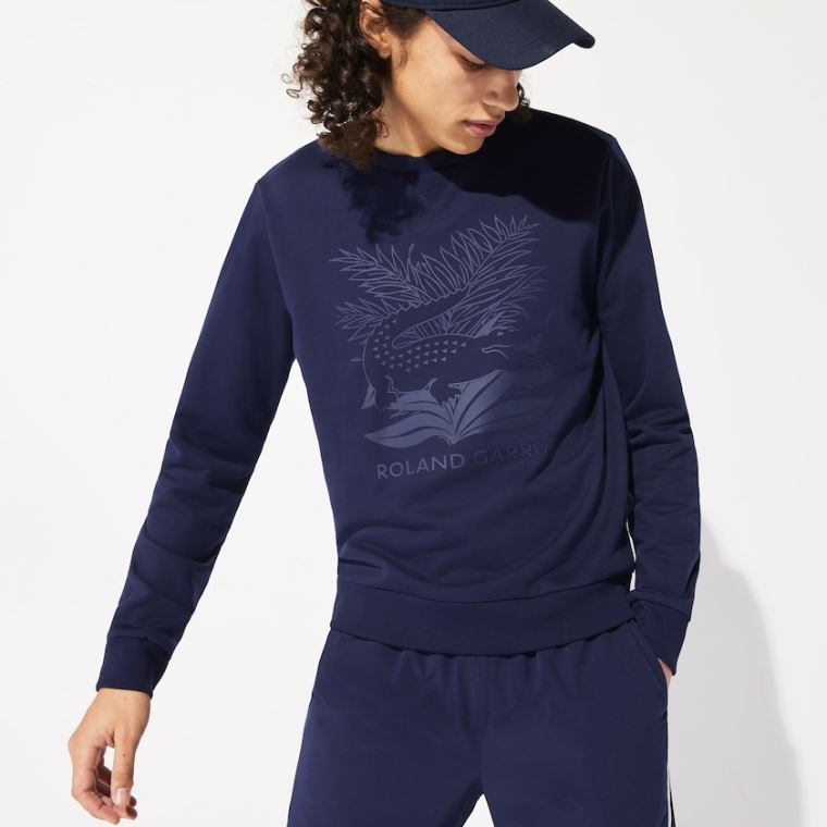 Lacoste SPORT Roland Garros Plant Print Sweatshirt Mørkeblå Blå Grøn | iVjuButj